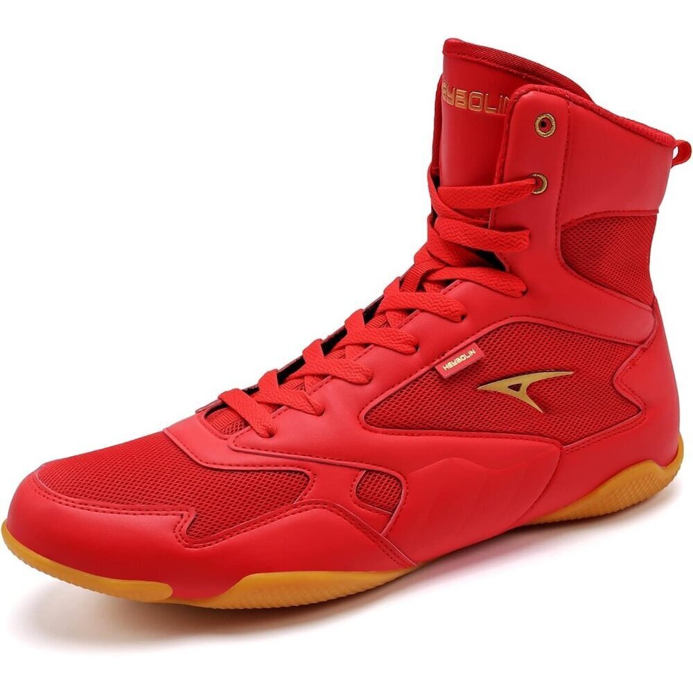 🆕Men Red Wrestling Shoes Boxing Shoes High Top Fitness Zero Drop Sole Sneakers